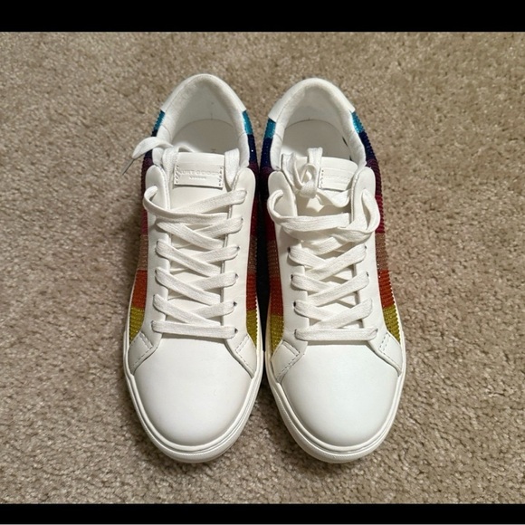 Kurt Geiger Laney stripe crystal rainbow white sneaker shoe size 38.5 - Picture 2 of 5